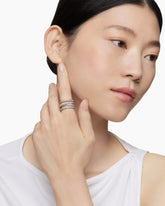 Sculpted Cable Four Row Ring in 18K Gold with Diamonds, 15mm